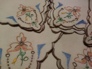 Madeira Embroidered Set Of Six 10 1/2 Inch Square Linen Napkins