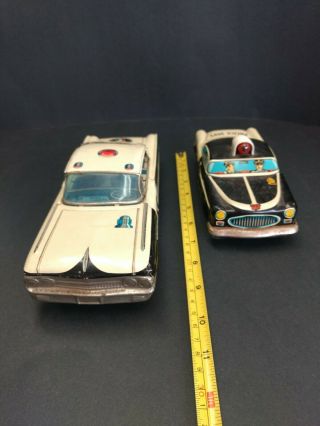 6 Vintage Litho Tin Toy Cars - Police Dept.  / Highway Patrol Cars 3