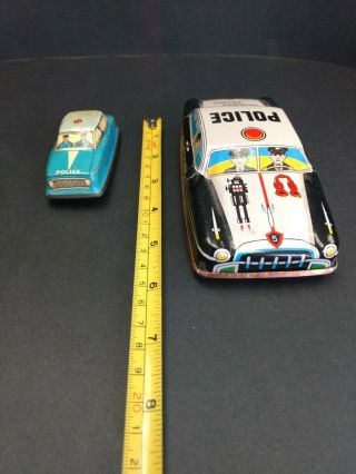 6 Vintage Litho Tin Toy Cars - Police Dept.  / Highway Patrol Cars 7