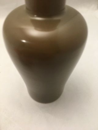 Bo Jia Chinese Dark Green Pottery Vase Signed On Base 8