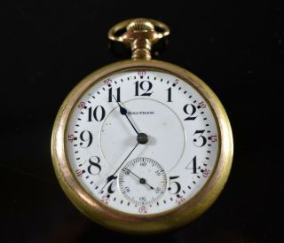 Waltham Pocket Watch 16 Size 21 Jewels 645 Gold Filled Porcelain Dial