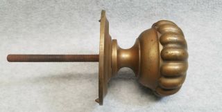 Huge Antique Victorian Solid Brass Front Door Knob Handle & Escutcheon