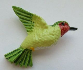 Gorgeous Xl Antique Vtg Hand Painted Realistic Hummingbird Button 1 - 1/2 " (a)