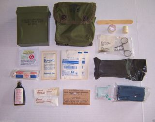 First Aid Kit Us Military Gi Surplus Complete & Full With Cover & Case