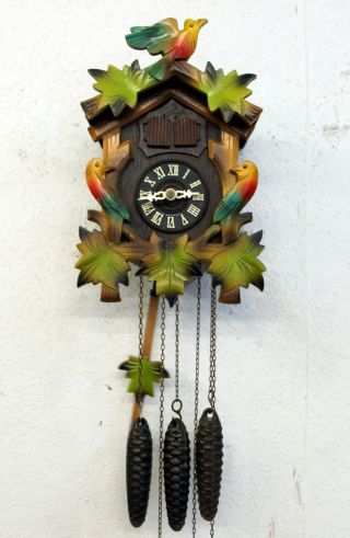 Old Cuckoo Wall Clock Black Forest wit Carillon music box 2