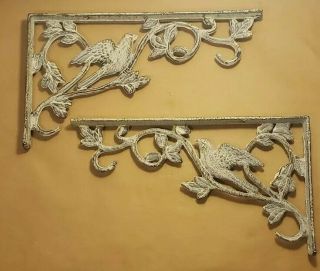 Vintage Pair Cast Iron Birds Shelf Brackets Rustic Metal Corbels Garden Braces