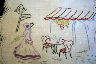 Runner Large Doily Hand Embroidered Crinoline Lady Paris Style Coffee Shop