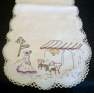 Runner Large Doily Hand Embroidered Crinoline Lady Paris Style Coffee Shop 2