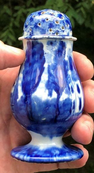 Antique Staffordshire Dark Blue Pearlware Pepper Pot Or Shaker,  C.  1800
