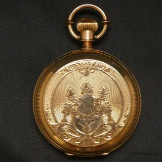 14k Gold Antique Elgin Pocket Watch Floral Engraved Case
