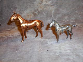 Handsome Jb English Saddle Horse Figurines Copper & Silver Jenning Brothers