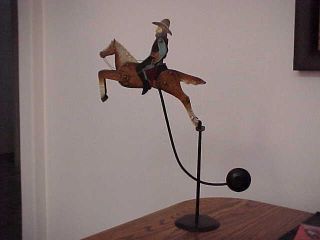 Cowboy Riding Bronco Metal Balance Perpetual Motion Toy 19 " X 15 "