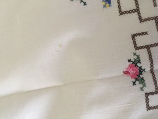 LARGE VINTAGE CROSS STITCH AND CROCHET TABLECLOTH 8 Ft X 6 Ft 6