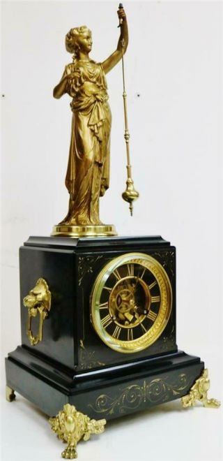 Exceptionally Rare Antique French 8 Day Guilmet Swinging Pendulum Mystery Clock 2