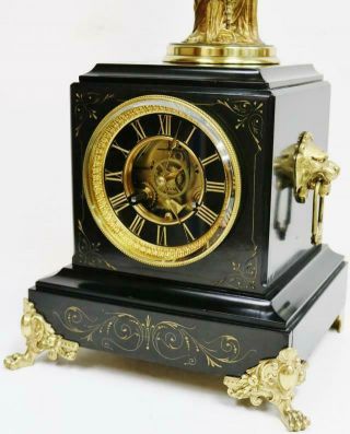Exceptionally Rare Antique French 8 Day Guilmet Swinging Pendulum Mystery Clock 5