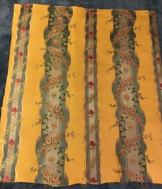 19th C Antique Lyon French Silk Fabric - 30” X 26”