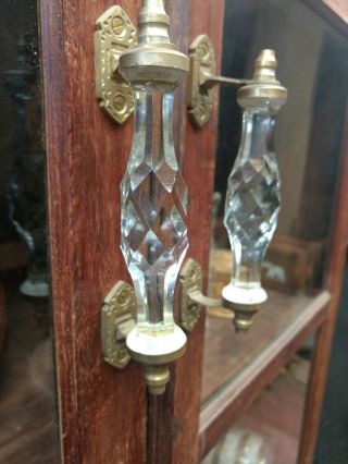 2 Ps Vintage Door Handles Puller Transparent White Crystal Cut Glass Brass