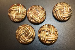 Vintage Gold Metal Shirt Button Covers Swirl Pattern Larger 1.  5 " Set Of 5