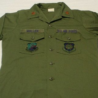 Vintage 80s Usaf Air Force Utility Shirt Mens Large Og 507 Patches Major Combat