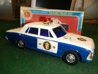 Vintage 1960 ' s Chevrolet Talking Police Car Yonezawa friction powered. 5