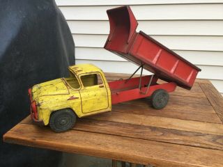 Vintage Lumar/ Marx Pressed Steel Toy Dump Truck 1960 - " Better House & Condo "