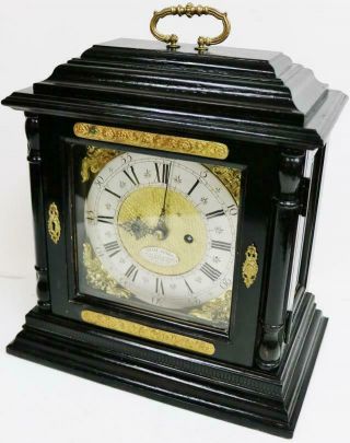 Antique 19thC English Ebonised Caddy Top Twin Fusee Bell Striking Bracket Clock 6