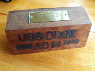 U.  S.  S Dixie Teak Deck Plaque Presented To Cdr Ho Sudholz Of Uss Constitution1980