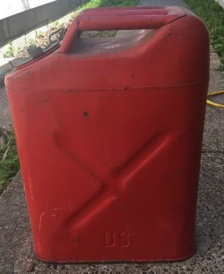 Vintage Red Metal Us Military 5g Jerry Gas Can