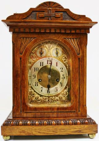 Antique German Junghans 8 Day 1/4 Strike Musical Westminster Chime Bracket Clock