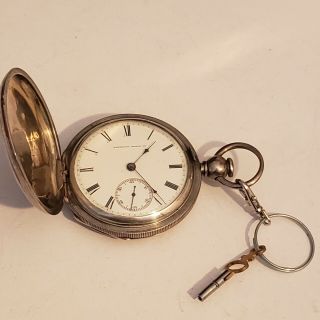 1878 American Waltham Coin Silver Pocket Watch Running 56x18mm Key Wind