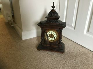 Antique Walnut Twin Train Greenwich Mantle Clock He Watts Nottingham