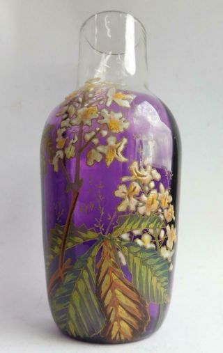 Moser? Czech Art Glass Enamelled Purple To Clear Vase 1880s