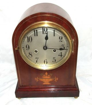 Antique Inlaid Mahogany Bracket Mantel Clock Gustav Becker