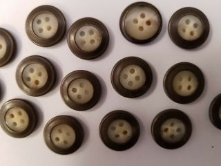 VINTAGE BUTTONS SET OF 12 GREY ANTIQUE GOLD METAL TUZ195 2