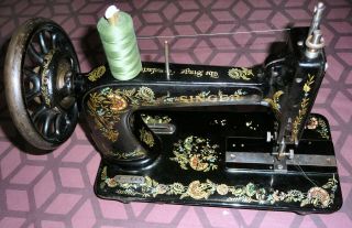 Antique Singer 48k Treadle Base Sewing Machine Ottoman Carnation No Hand Crank