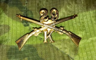 Spanish American War,  Us Army 29th Infantry Regiment Co K Cap Badge,  Screw Back