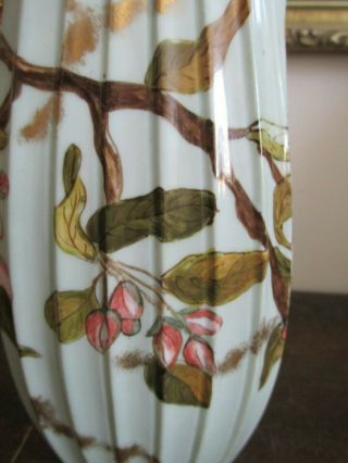 Antique 1888 Unmarked Signed Hand Painted Chocolate Pot Light Green Flowers Gold 3