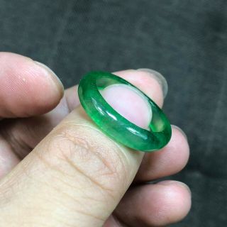 Collectible Ice Green Jadeite Jade Rare Handwork Chinese No.  10 Blessing Ring