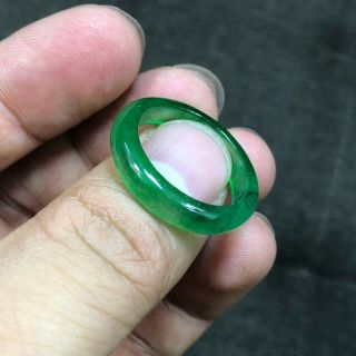 Collectible Ice Green Jadeite Jade Rare Handwork Chinese No.  10 Blessing Ring 2