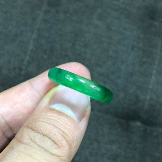 Collectible Ice Green Jadeite Jade Rare Handwork Chinese No.  10 Blessing Ring 3