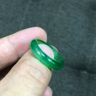 Collectible Ice Green Jadeite Jade Rare Handwork Chinese No.  10 Blessing Ring 6