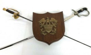 Vintage Us Navy Officers Sword Display Plaque