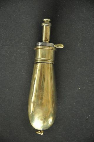 Antique Vintage Victorion Style Small Miniature Brass Gun Powder Bottle / Flask