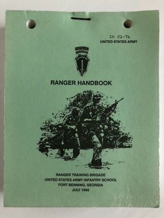 Us Army Ranger Handbook Training Brigade Infantry School Fort Benning 1992