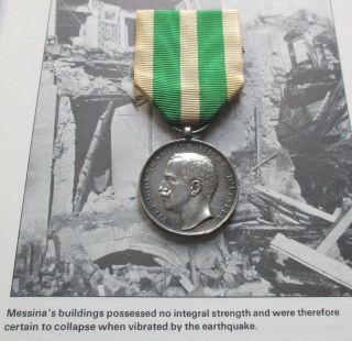 1908 Messina Earthquake Medal / Awarded To The Royal Navy Etc