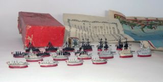 Antique Vintage Russo - Japanese Battleship Naval War Game 1904 1905 Tojo Mikasa