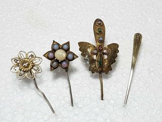4 Qing Dynasty Silver Gilt Hair Pins