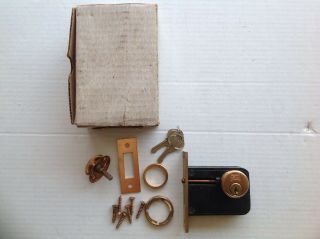 Vintage: Russwin Entry Deadbolt Lock Only Hardware Cylinder Lock W/ Keys Nos