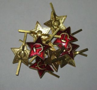 Vintage Soviet Uniform 10 Red Stars For Soldier Forage - Caps
