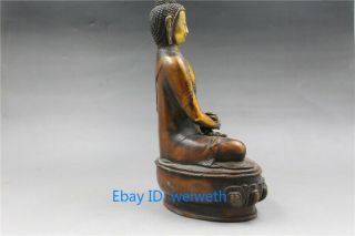 Rare Old Hand carved brass gilt Buddha Shakyamuni statue 4